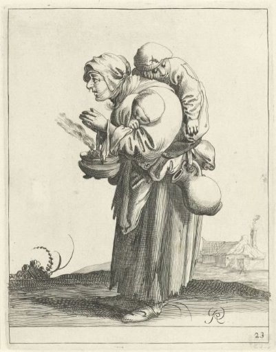 Female beggar with children