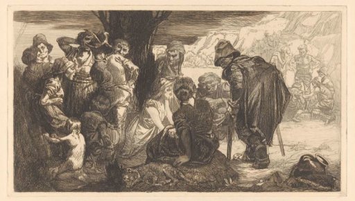 Men, Women and Children by a Tree