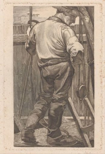 Worker by a Wooden Fence
