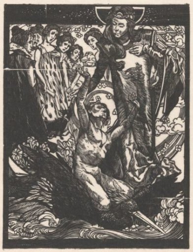 Female Figures with a Man on the Back of a Bird