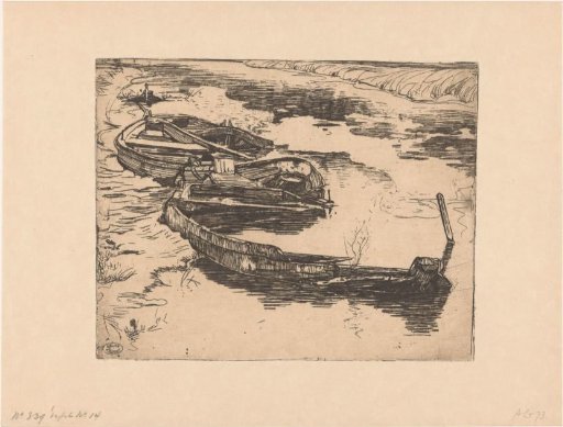 Three sunken rowing boats in a ditch