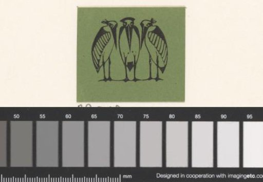 Vignette with three marabou storks