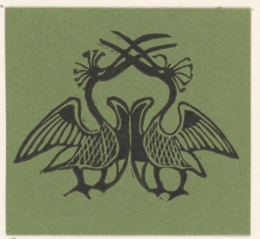 Vignette with two exotic birds