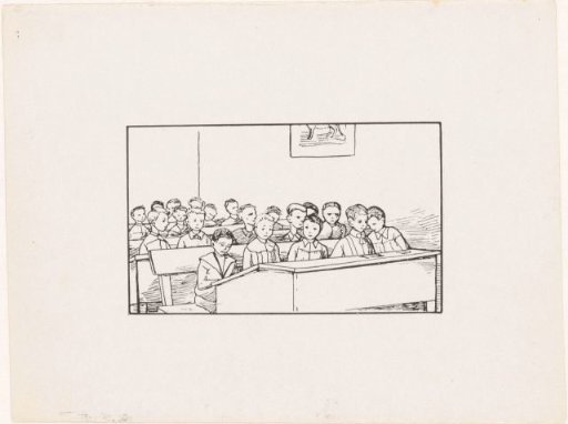 Boys at School Benches in a Classroom