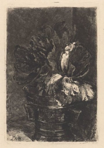 Tulips in a Copper Mortar