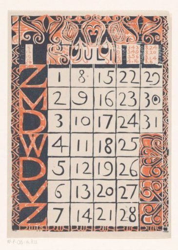 Calendar page July 1900