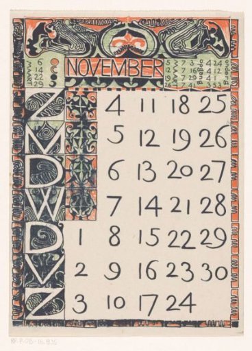 Calendar page November 1900