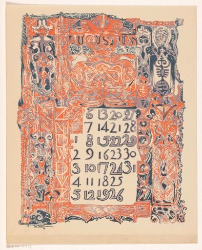 Calendar page August 1899