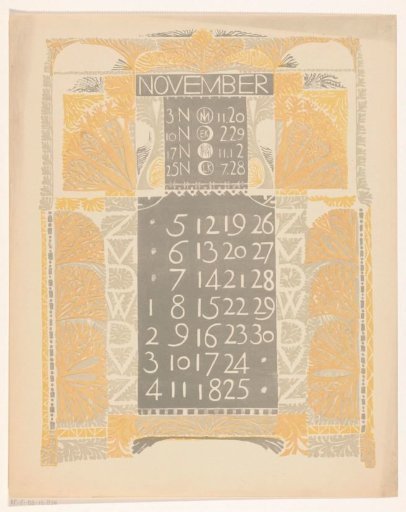 Calendar page November 1899