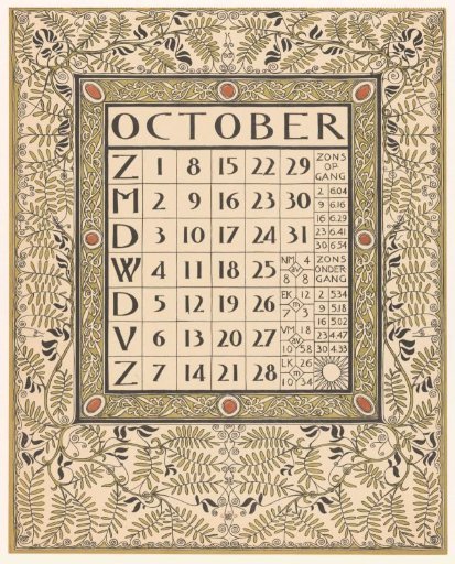 Calendar page for October 1899
