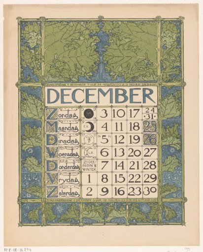 Calendar page for December 1899