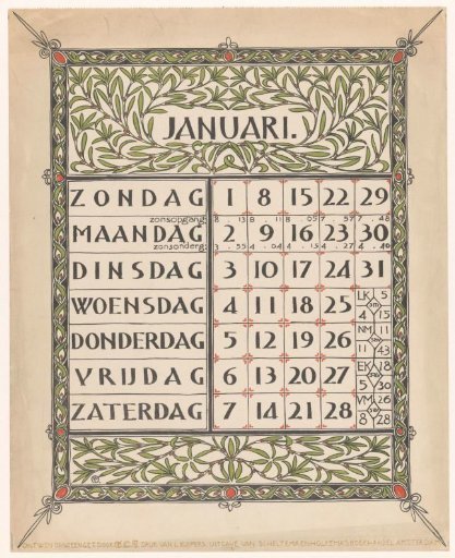 Calendar page for January 1899