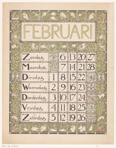 Calendar page for February 1898