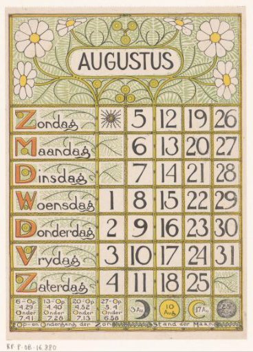 Calendar page for August 1900
