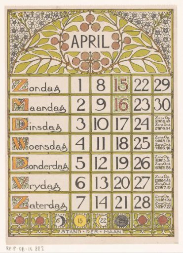 Calendar page for April 1900