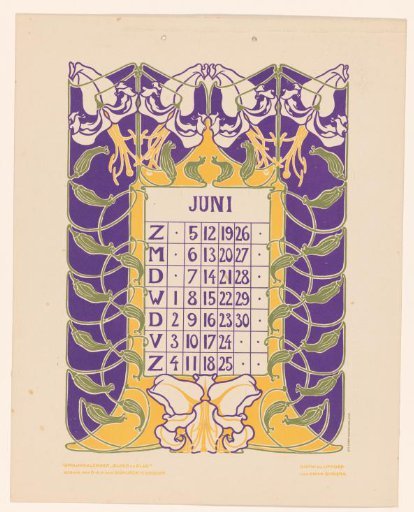 Calendar page June with orchids