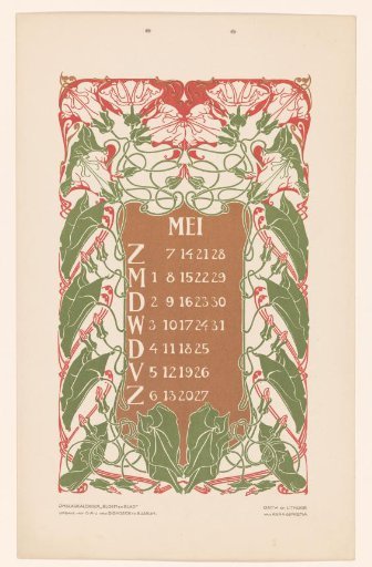 Calendar leaf May with flowers