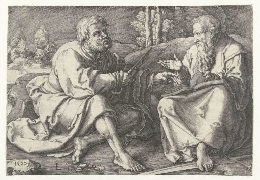 Peter and Paul seated in a landscape
