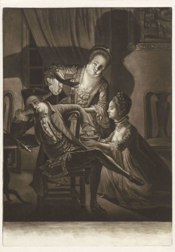 Two Women Holding the Hand of a Sleeping Man in the Water