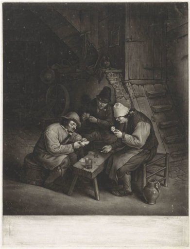 Tavern Scene with Three Peasants Playing Cards
