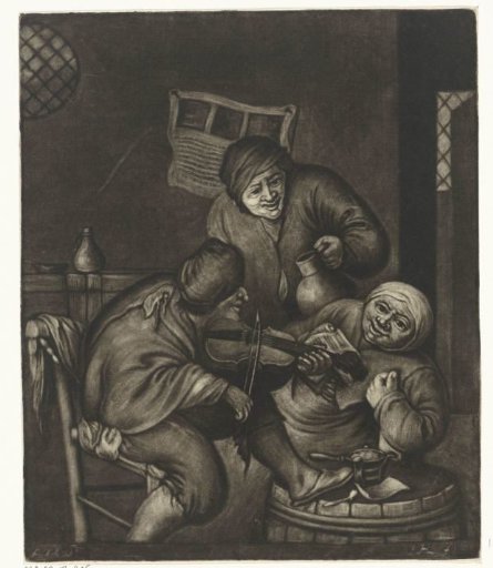 Two men and a violin player