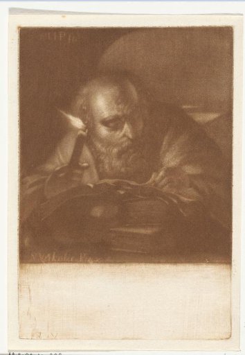 An Old Man Reading by Candlelight