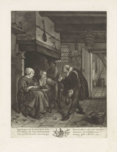Tavern scene with two women who have eaten mussels