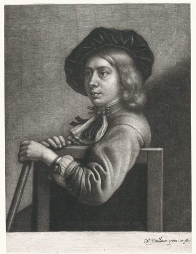 Seated boy with a cap