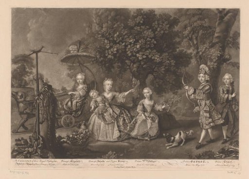 Portrait of Elisabeth Caroline, Princess of Wales, Augusta Frederica of Hanover, Henry Frederick, Duke of Cumberland and Strathearn, William Frederick of Gloucester, George III, King of England, and Edward of York
