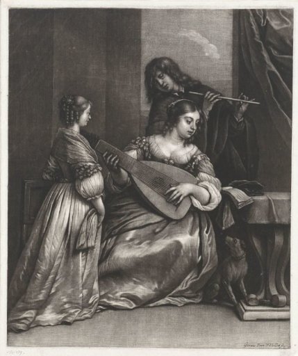 Couple Making Music with a Lute and a Flute