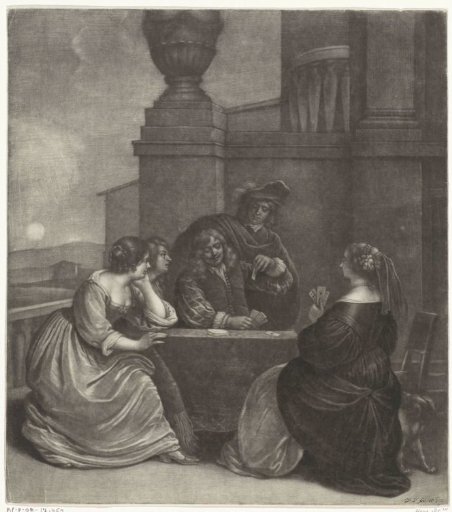 A Company Playing Cards on a Terrace