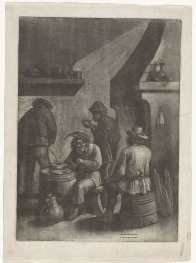 Men by the fireplace