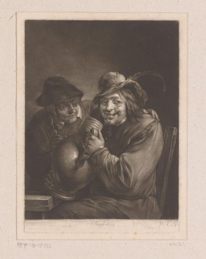 Two men with a wine jug
