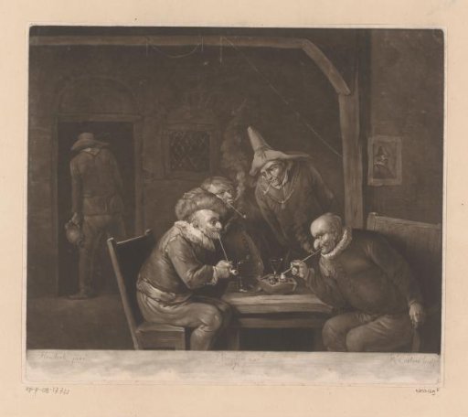 Smoking men in an inn