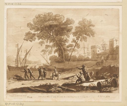 Coastal landscape near a fort with a draftsman
