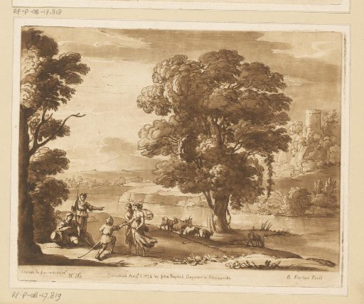 Landscape with Five Shepherds and Cattle on a Riverbank