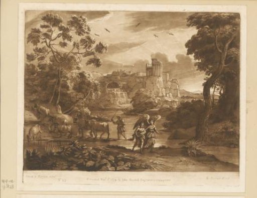 Landscape with an ancient city on a cliff and Tobias and the Angel on the shore
