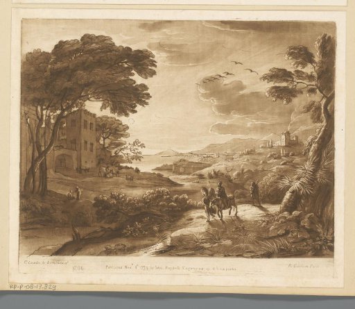 Coastal landscape with the Flight into Egypt and an angel