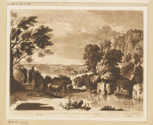 Landscape with bathing figures and castle on high cliff