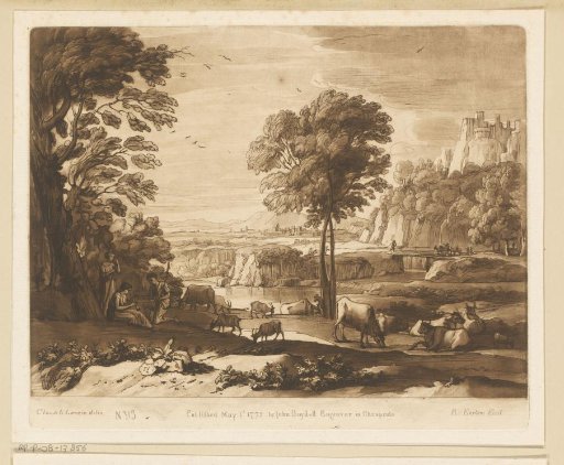 Landscape with a Flute-Playing Shepherdess and Cattle by a Lake