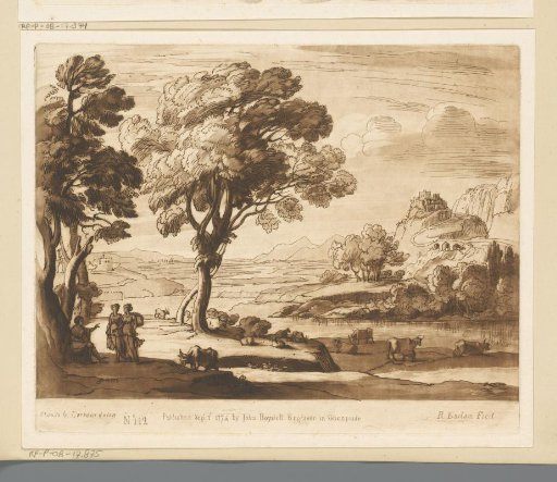 Landscape with Three Figures on a Riverbank and a Castle on a Hill