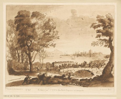 Coastal Landscape with Cattle Drivers and a Fight on a Bridge