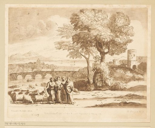Landscape with Jacob, Laban, Leah and Rachel with a Flock of Sheep