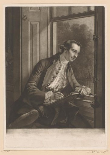 Portrait of Paul Sandby, drawing at the window
