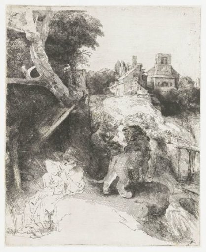 St Jerome reading in an Italian landscape