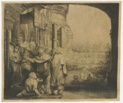 Peter and John heal a paralyzed man at the temple gate
