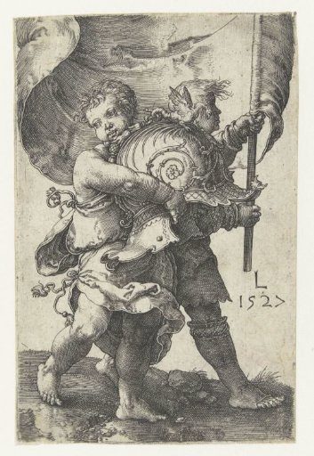 Two Boys with a Helmet and a Banner