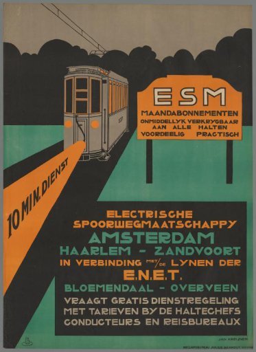 ESM, 10 min. service. Electric Railway Company Amsterdam Haarlem - Zandvoort (...)