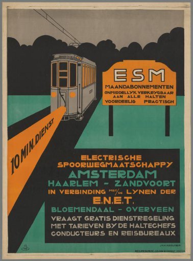 ESM, 10 min. service. Electric Railway Company Amsterdam Haarlem - Zandvoort (...)