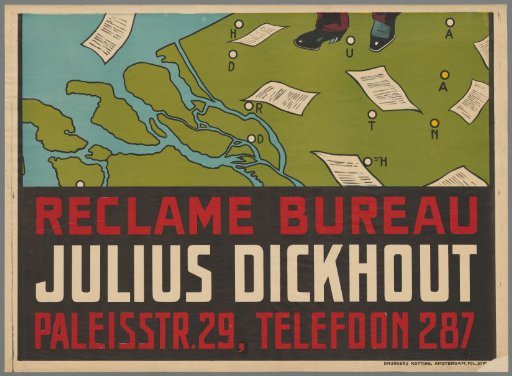 Distribution and circulation of circulars. Advertising for all purposes. Advertising office Julius Dickhout. Head office Amsterdam.